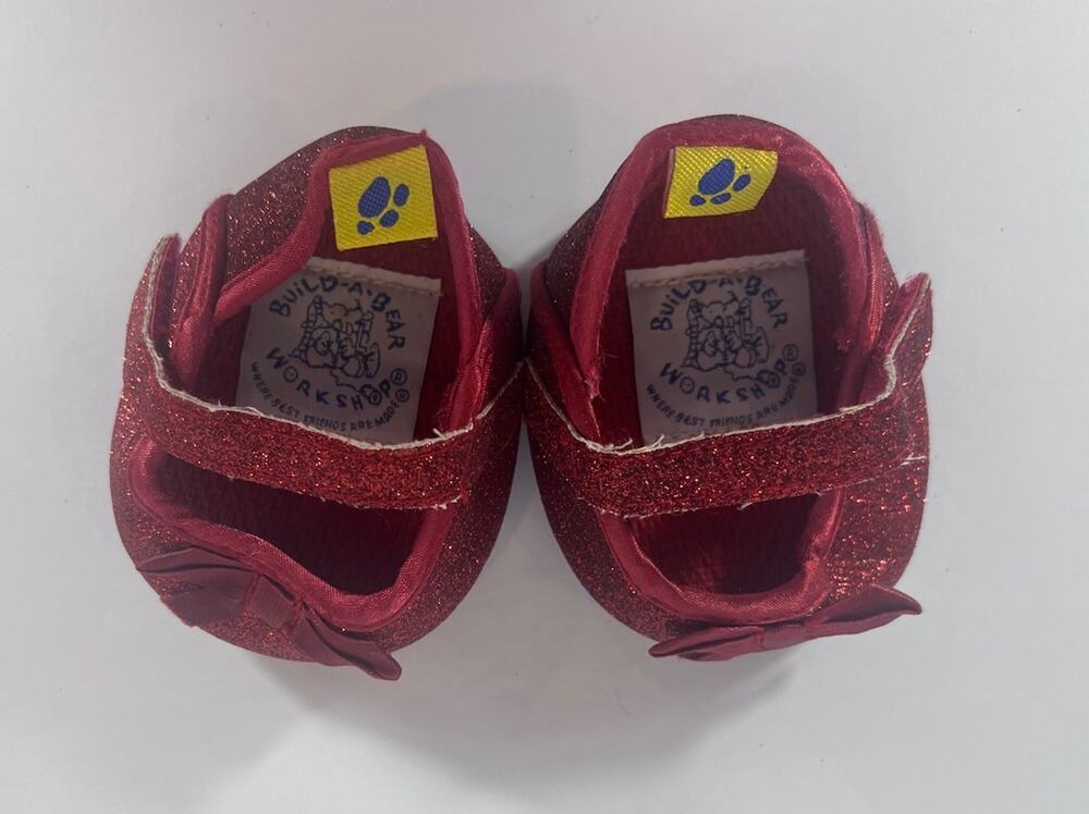Build A Bear Red Shoes Sparkly Glitter Bow Ruby Shoe Dorothy Dress Up Tiny Heel